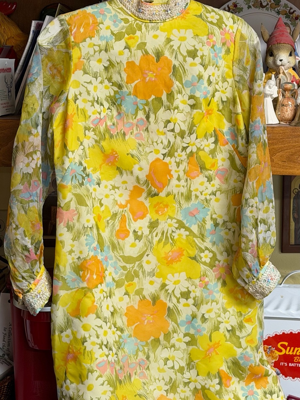 Yellow Floral Long-Sleeve Women’s Dress